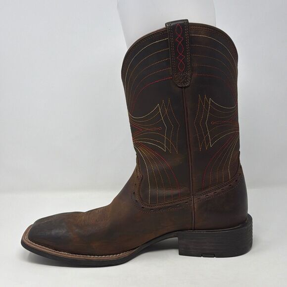 Ariat Sport Western Cowboy Boots Brown Leather Square Toe Men’s 10.5D 10010963 main image 7